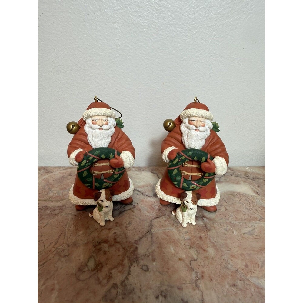 Vintage Old World SANTA CLAUS Christmas Tree Ornaments 4 Inch Lot of 2